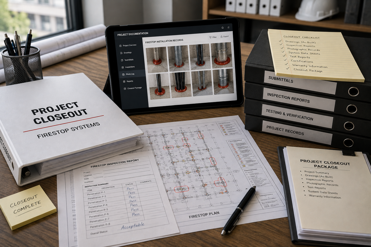 Firestop project closeout documentation